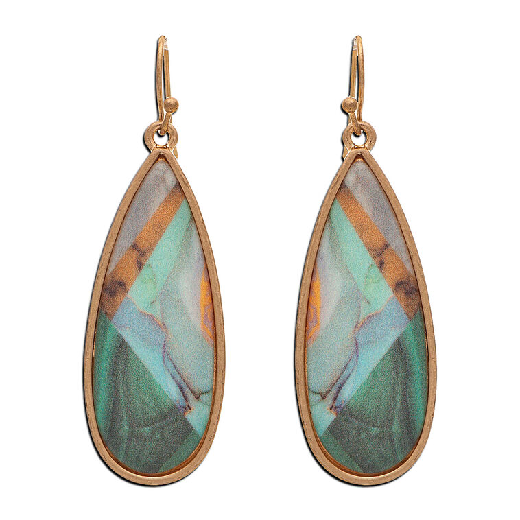 Rain Jewelry Modern Green Marbled Drop Earrings
