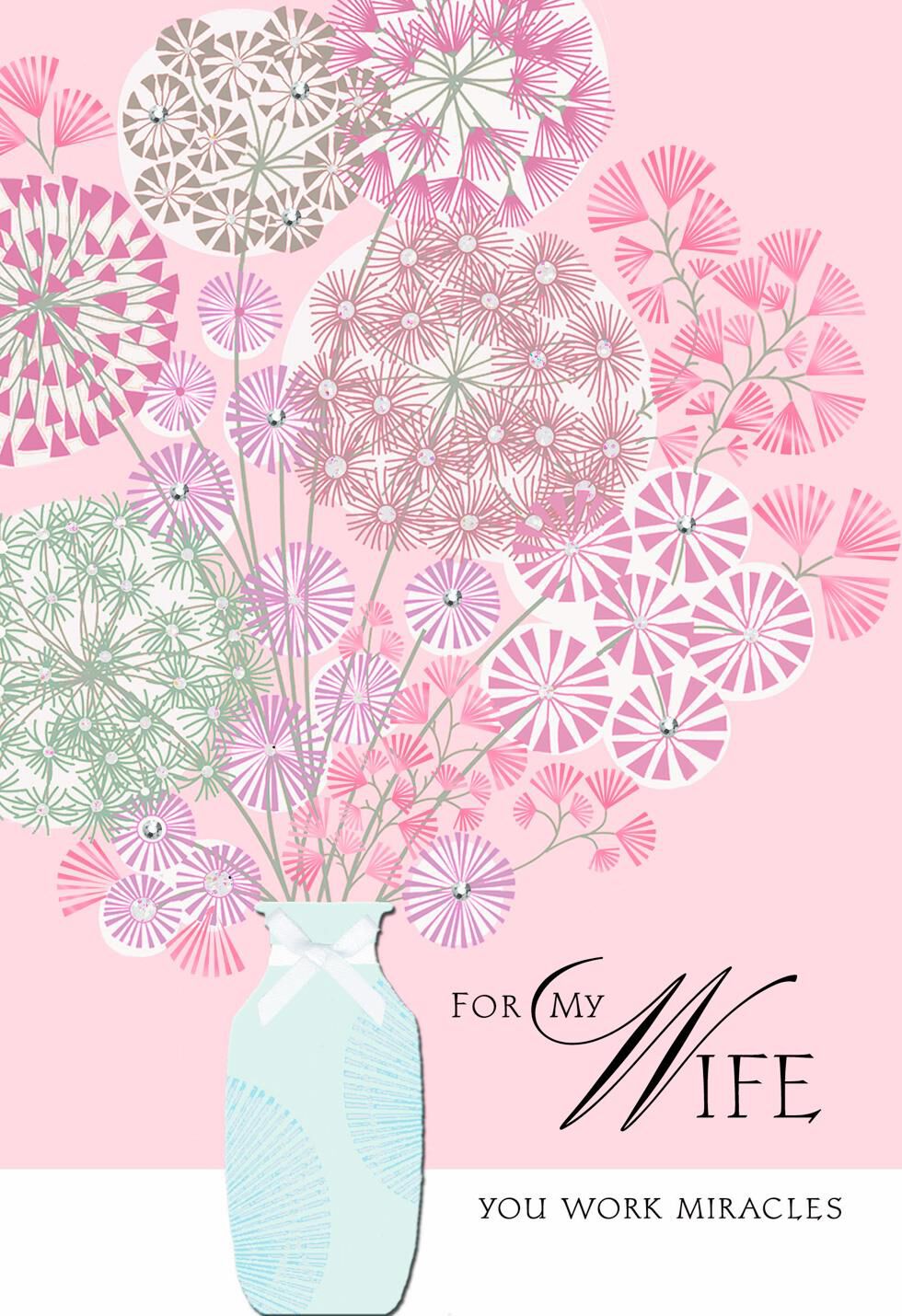 Vase of Flowers Anniversary Card For Wife