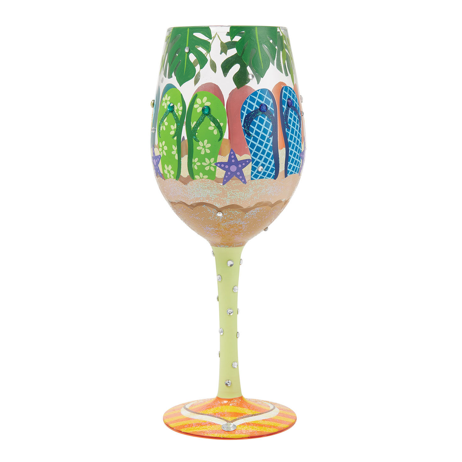 Colorful Flip-Flops Stuck in Sand Wine Glass  image number 2