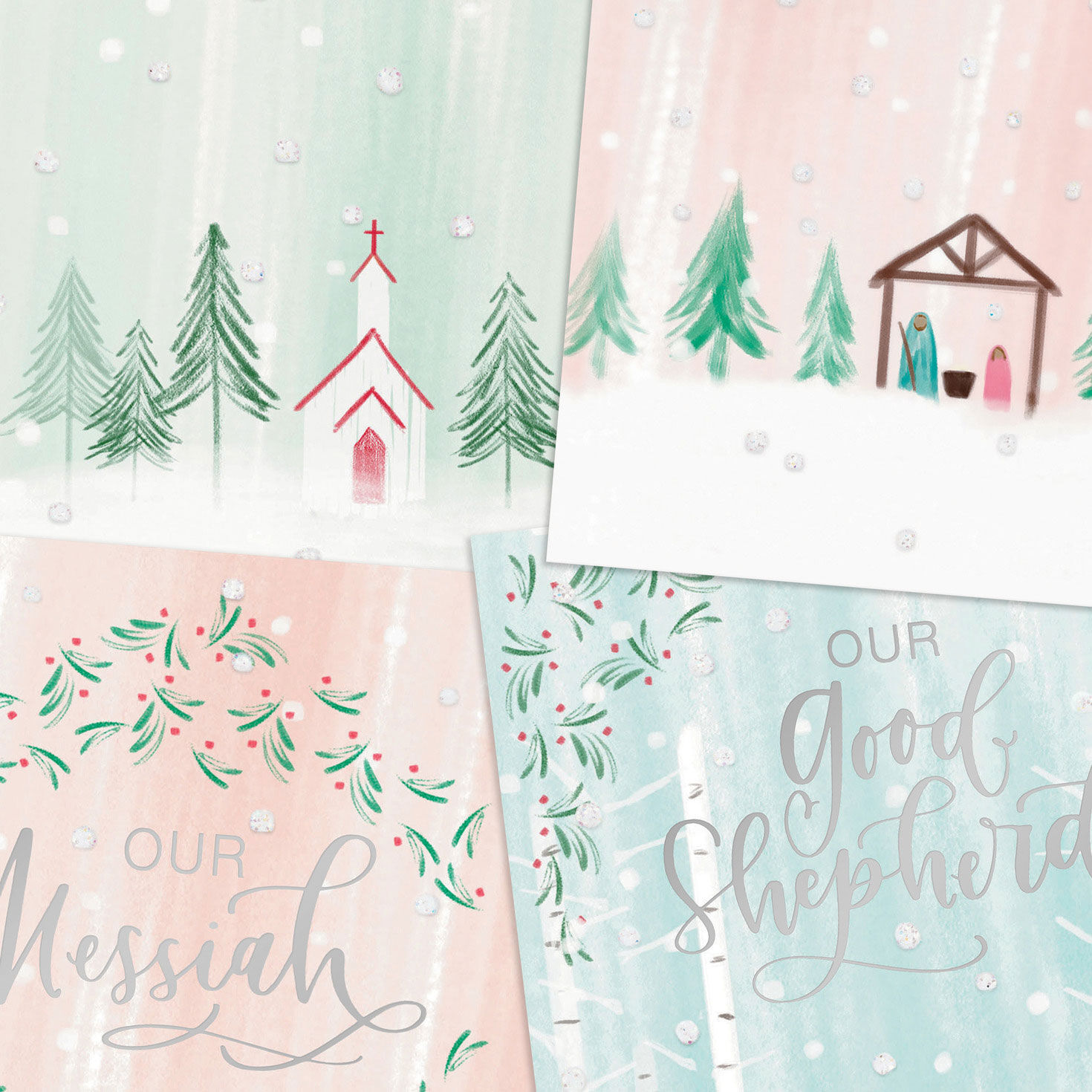Pastel Scenes Religious Christmas Cards Assortment Cover Detail image number 5