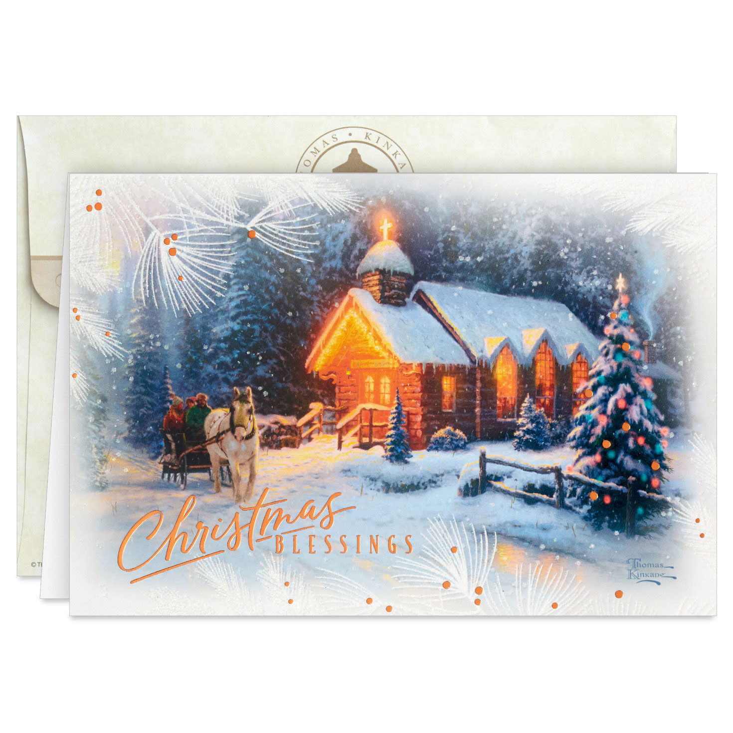 Thomas Kinkade Lighted Chapel Boxed Christmas Cards, Pack of 16, , large image number 2