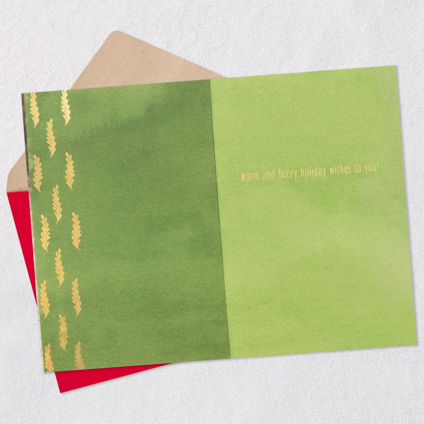 Dog With Wreath Around Neck Christmas Card Open card with envelope image number 3