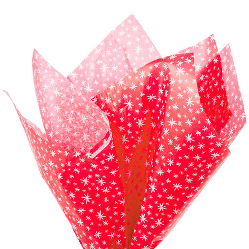 White Snowflakes on Red Holiday Tissue Paper, 6 sheets, 