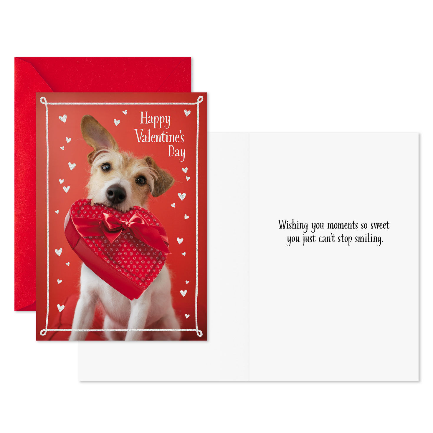 Puppy Dog with Red Candy Box Valentine's Day Card Pack Card Front with Sentiment image number 2
