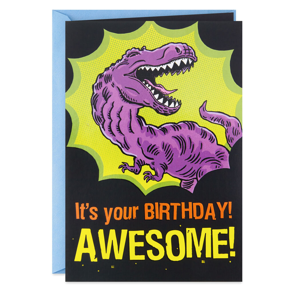 T Rex Awesome Birthday Card