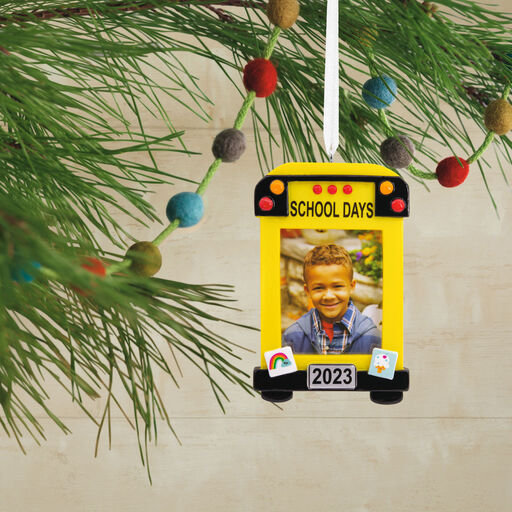 School Bus 2023 Photo Frame Hallmark Ornament, 