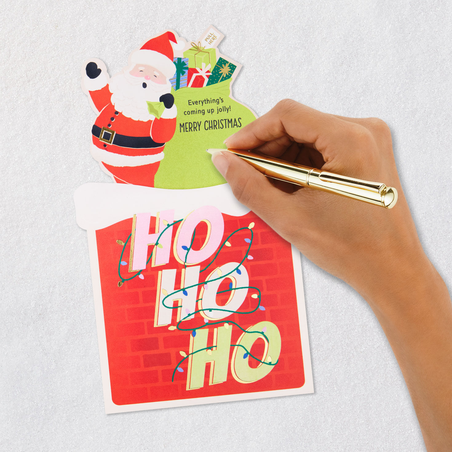 Santa Claus in Chimney Musical Christmas Card signing card image number 6