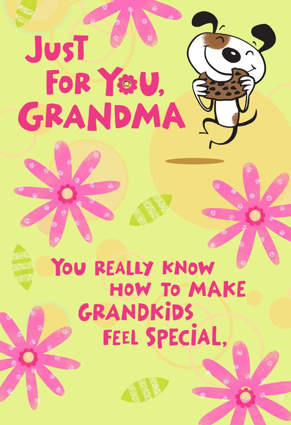 just for you cartoon dog birthday card for grandma greeting cards grandma cards