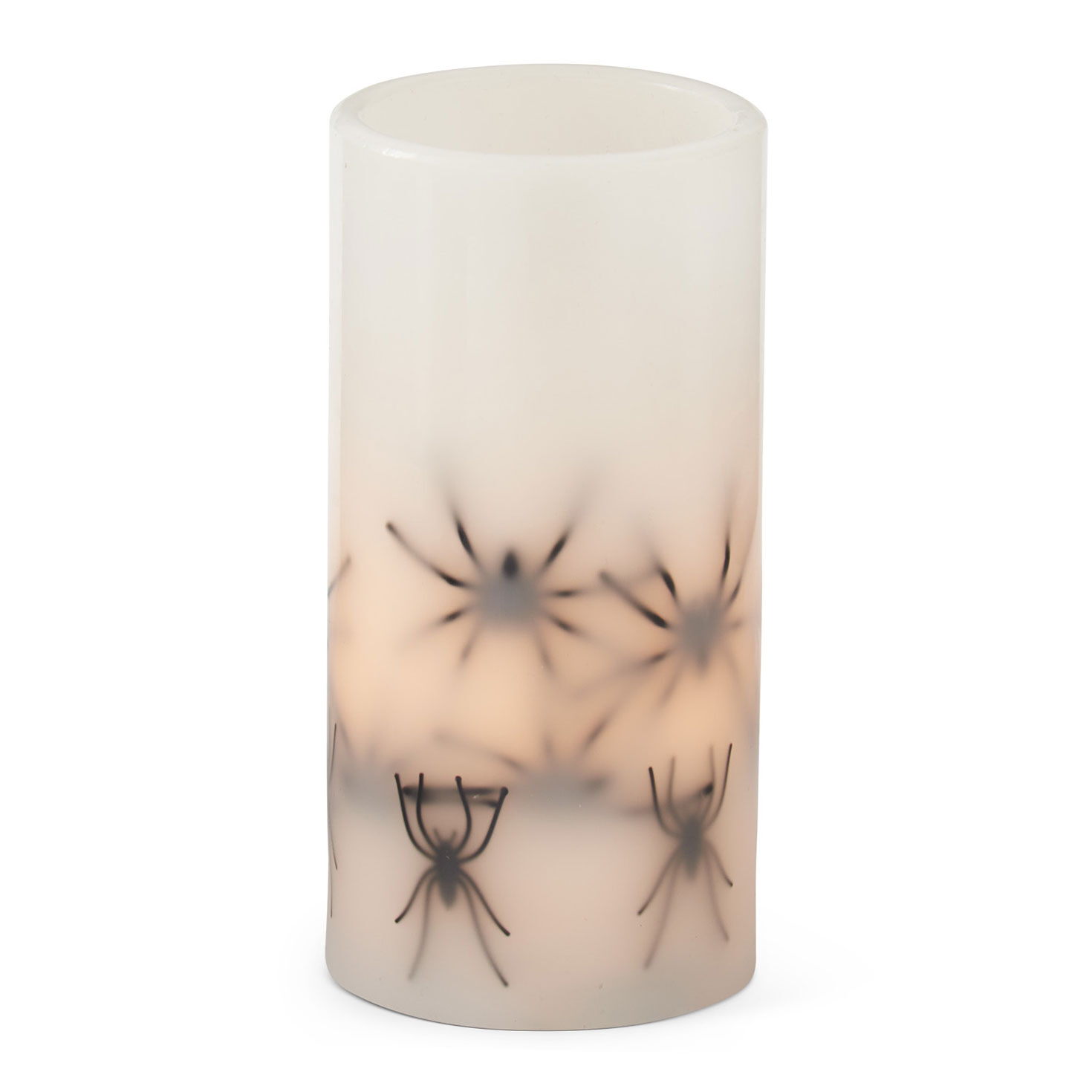K&K Interiors Spiders LED Flicker-Flame Pillar Candle, 6"