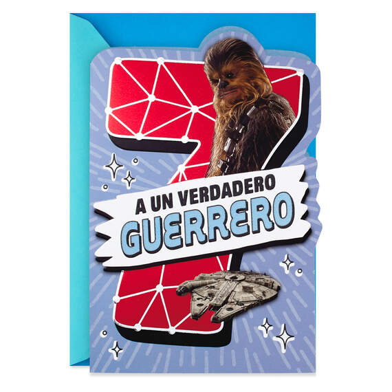 Star Wars™ Chewbacca™ Spanish-Language 7th Birthday Card With Stickers, , large image number 1