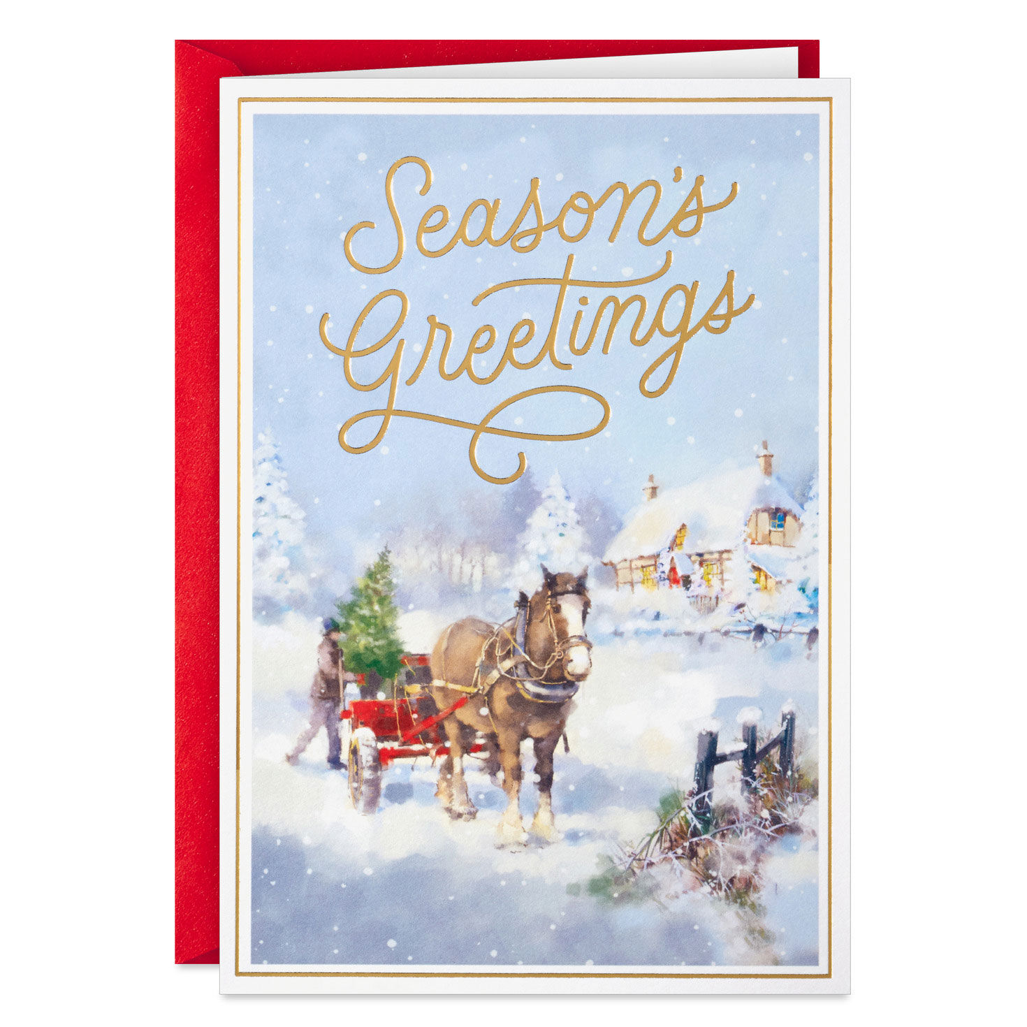 Horse and Holiday Wagon Boxed Christmas Cards, Pack of 16, , large image number 2
