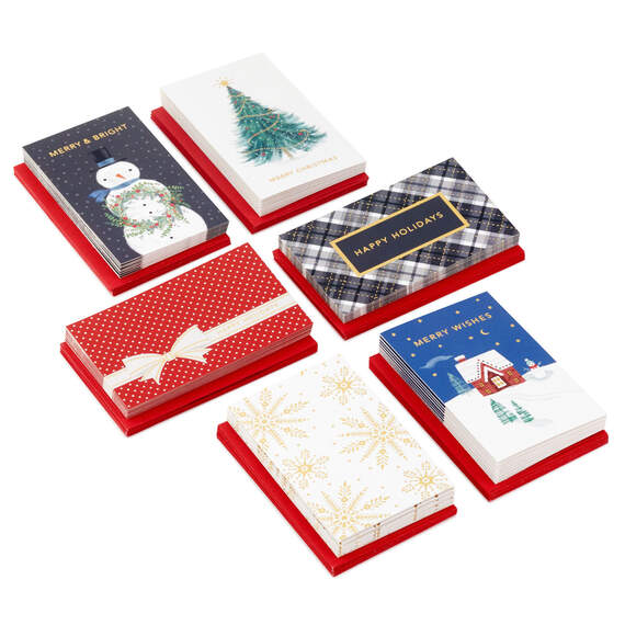Upscale Merriment Boxed Christmas Mini Blank Cards Assortment, Pack of 48