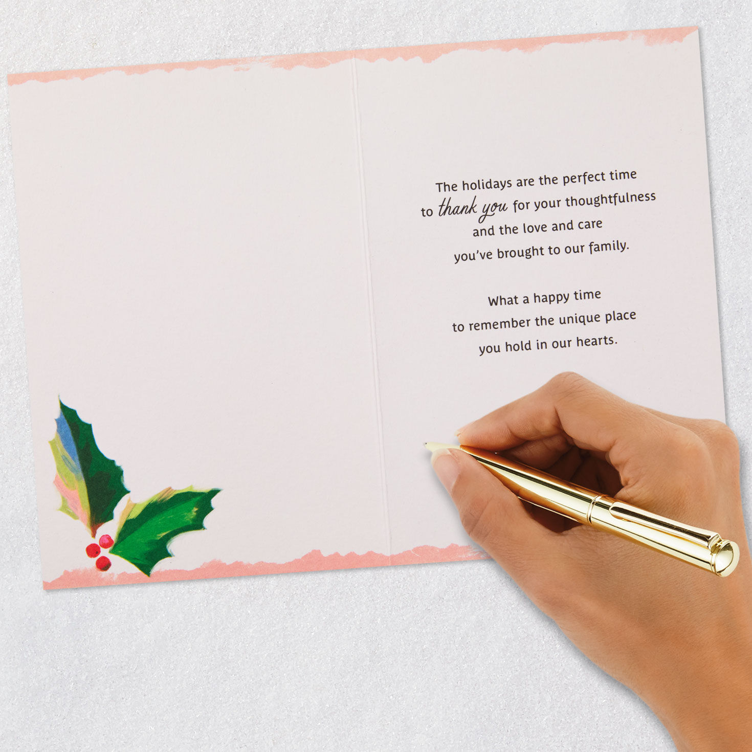 Holly Leaves Sister-in-Law Christmas Card signing card image number 7