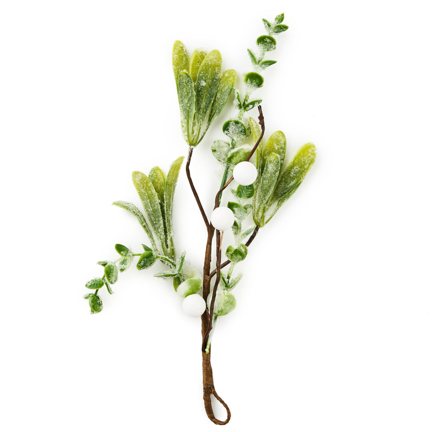 Frosted Leaves and White Berries Christmas Gift Trim