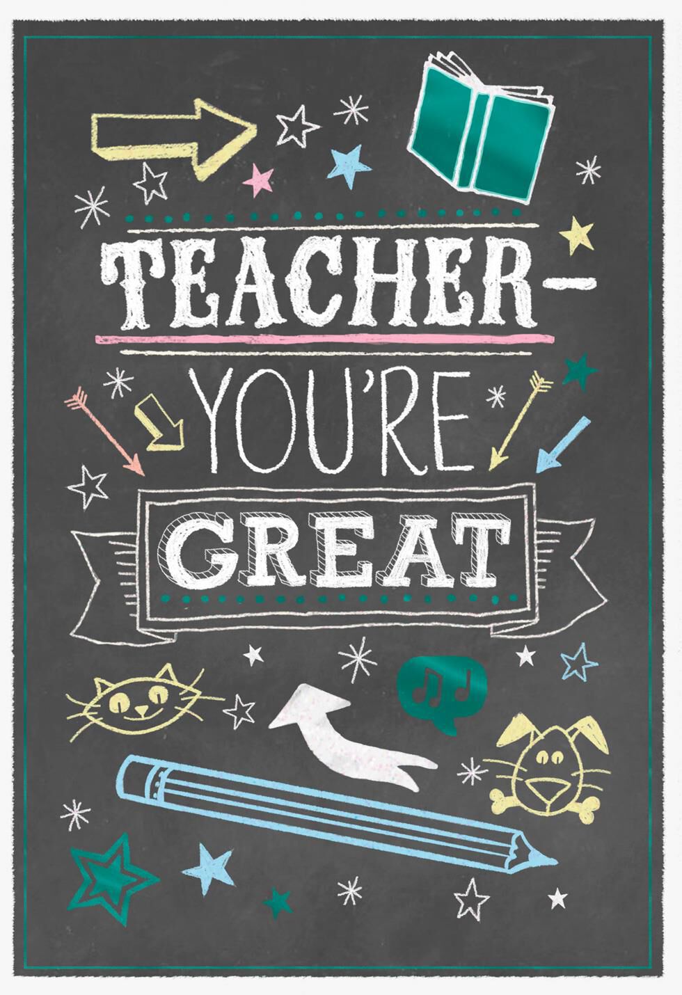 Chalkboard Doodles Thank You Card for Teacher