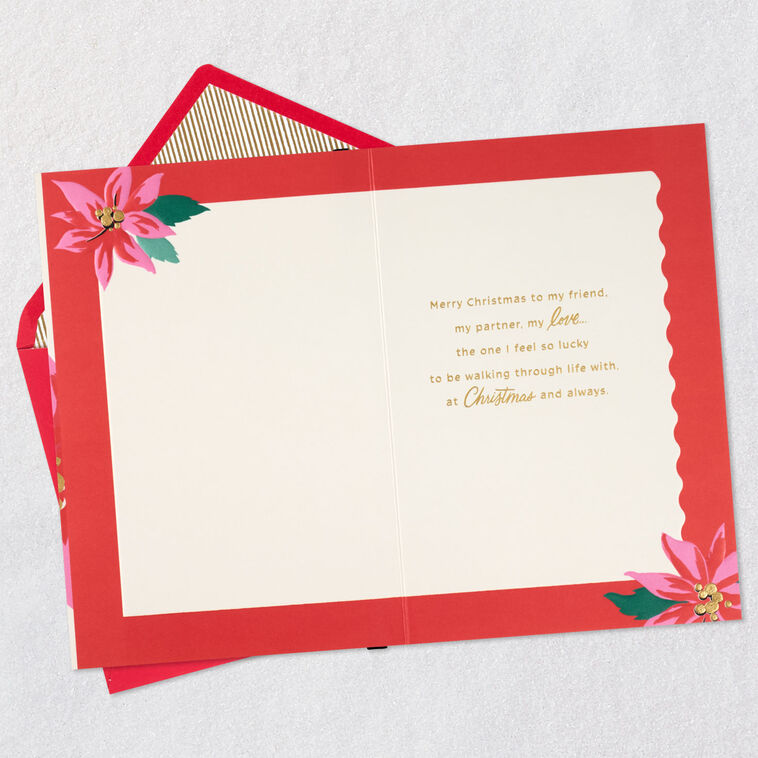 Vintage Flowers Lacey Chabert Romantic Christmas Card Open card with envelope image number 3