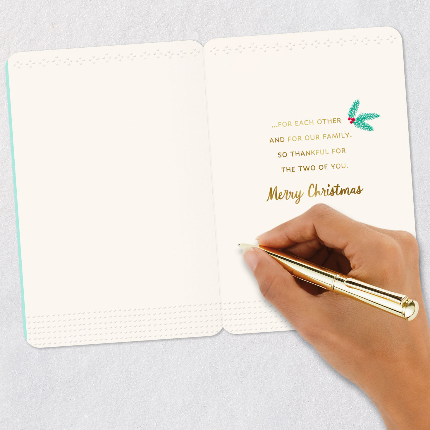 2 Mittens Granddaughter and Husband Christmas Card Signing card image number 6