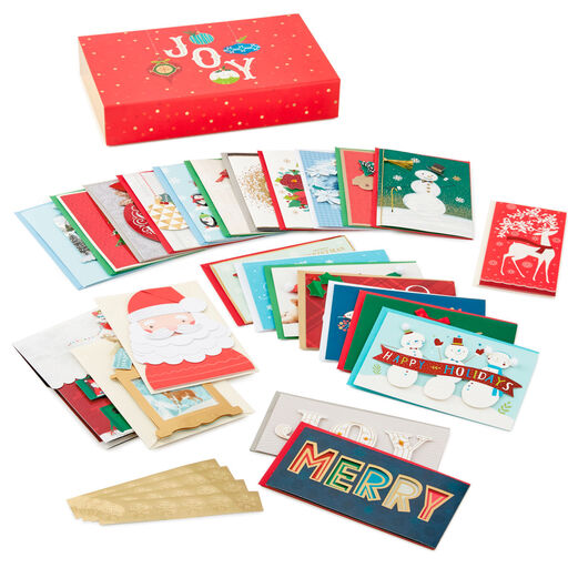 Unique and Handmade Assortment Boxed Christmas Cards, Pack of 24, 