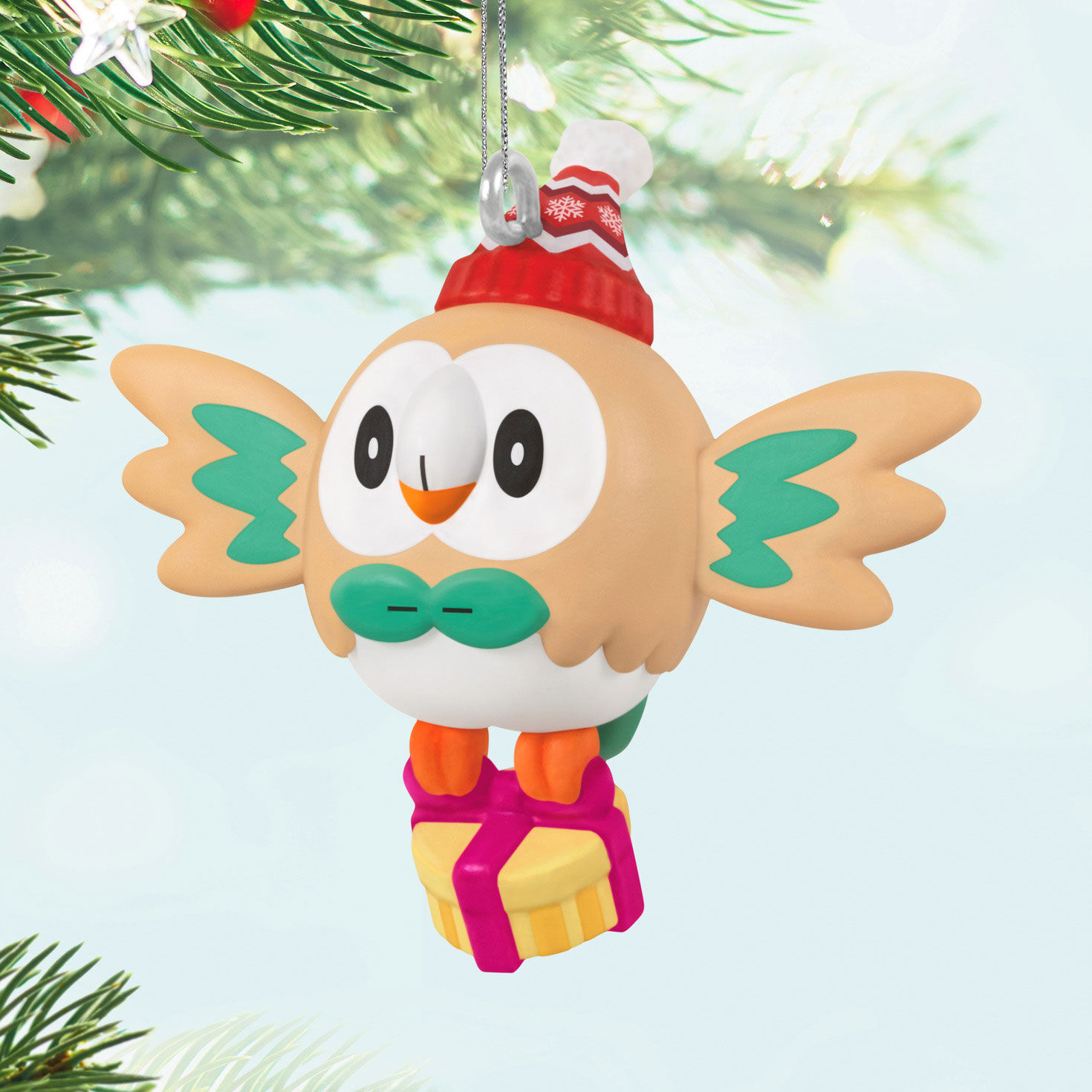 Pok&eacute;mon Rowlet With Gift Keepsake Ornament hanging on tree image number 2