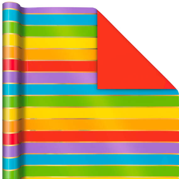 Stripes and Solids 3-Pack Reversible Wrapping Paper, 75 sq. ft. total, , large image number 6