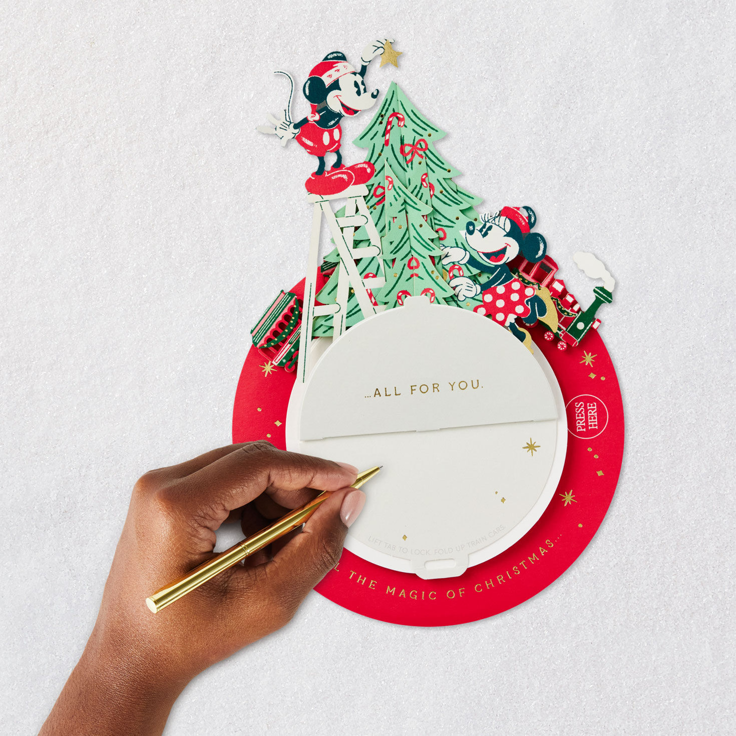 Mickey and Minnie Tree Musical 3D Christmas Card Signing card image number 9