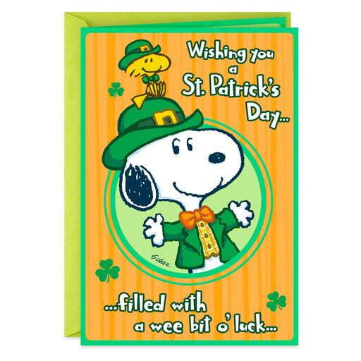 Peanuts® Snoopy and Woodstock Luck and Fun St. Patrick's Day Card, 