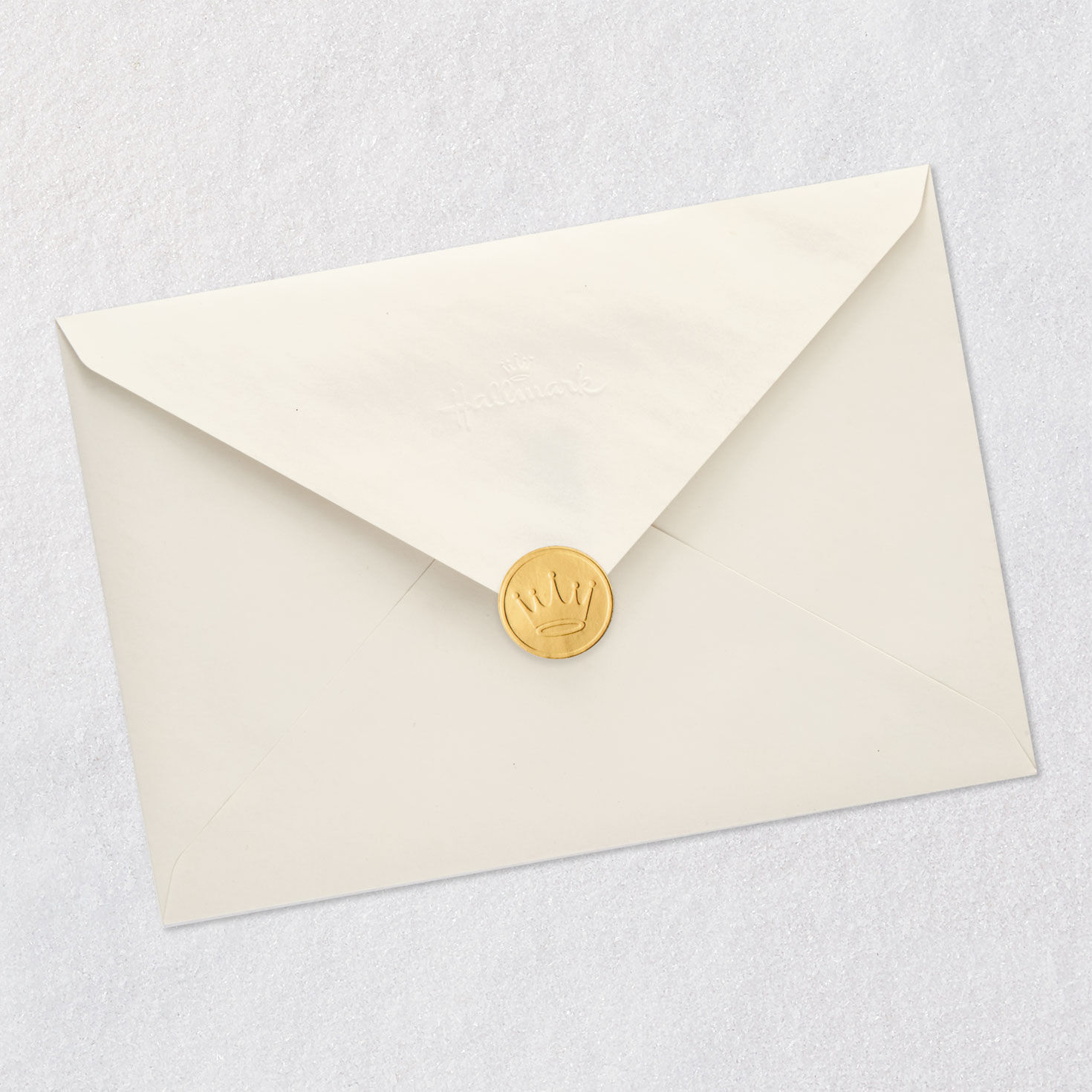 Orange Gray and Gold Religious Wedding Card Envelope Back with Seal image number 7