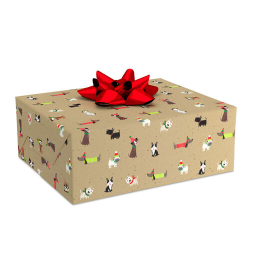 Holiday Puppy Dogs Christmas Wrapping Paper, 90 sq ft., 