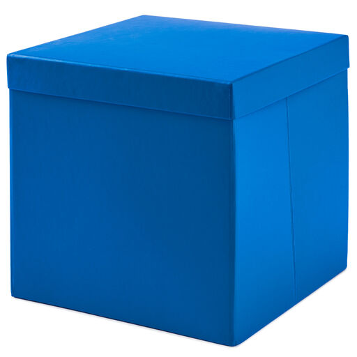 7.1" Square Royal Blue Gift Box With Shredded Paper Filler, 