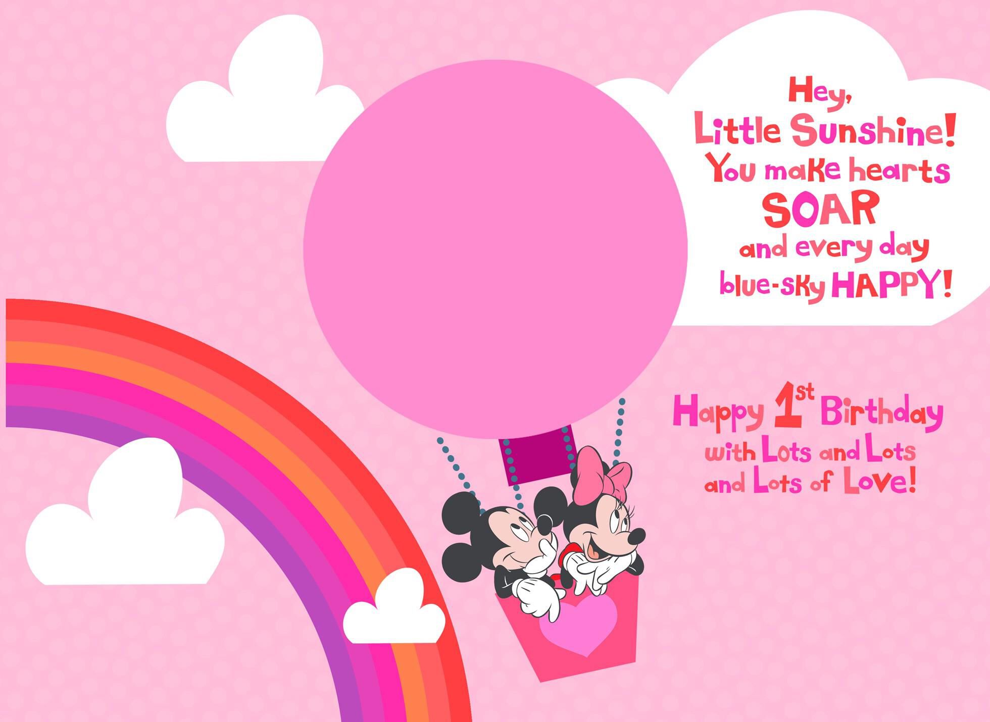 Mickey and Minnie Little Sunshine Turns One Birthday Card