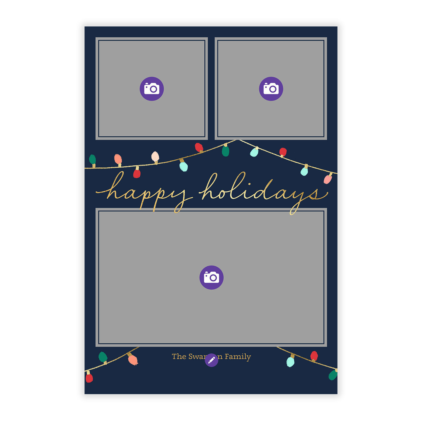 Colorful Lights Flat Holiday Photo Card, , large image number 5