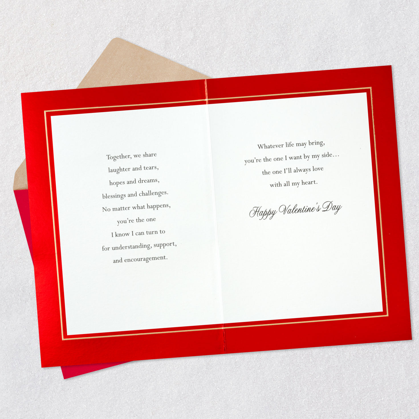 Red and Gold Heart Husband Valentine's Day Card Open card with envelope image number 4