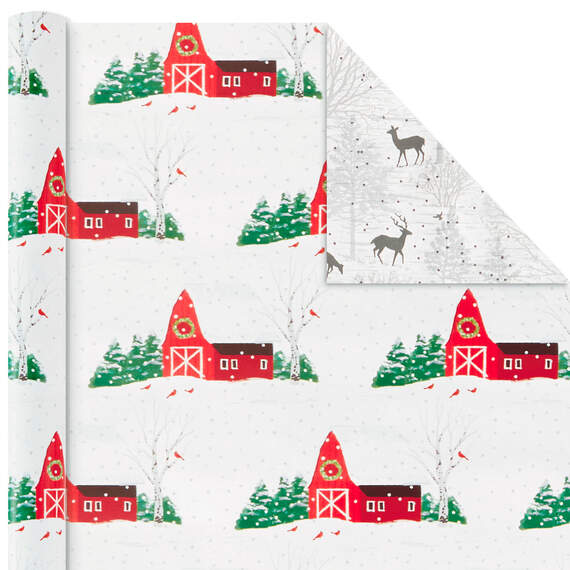 Rustic Winter 3-Pack Reversible Metallic Christmas Wrapping Paper, 120 sq. ft., , large image number 6