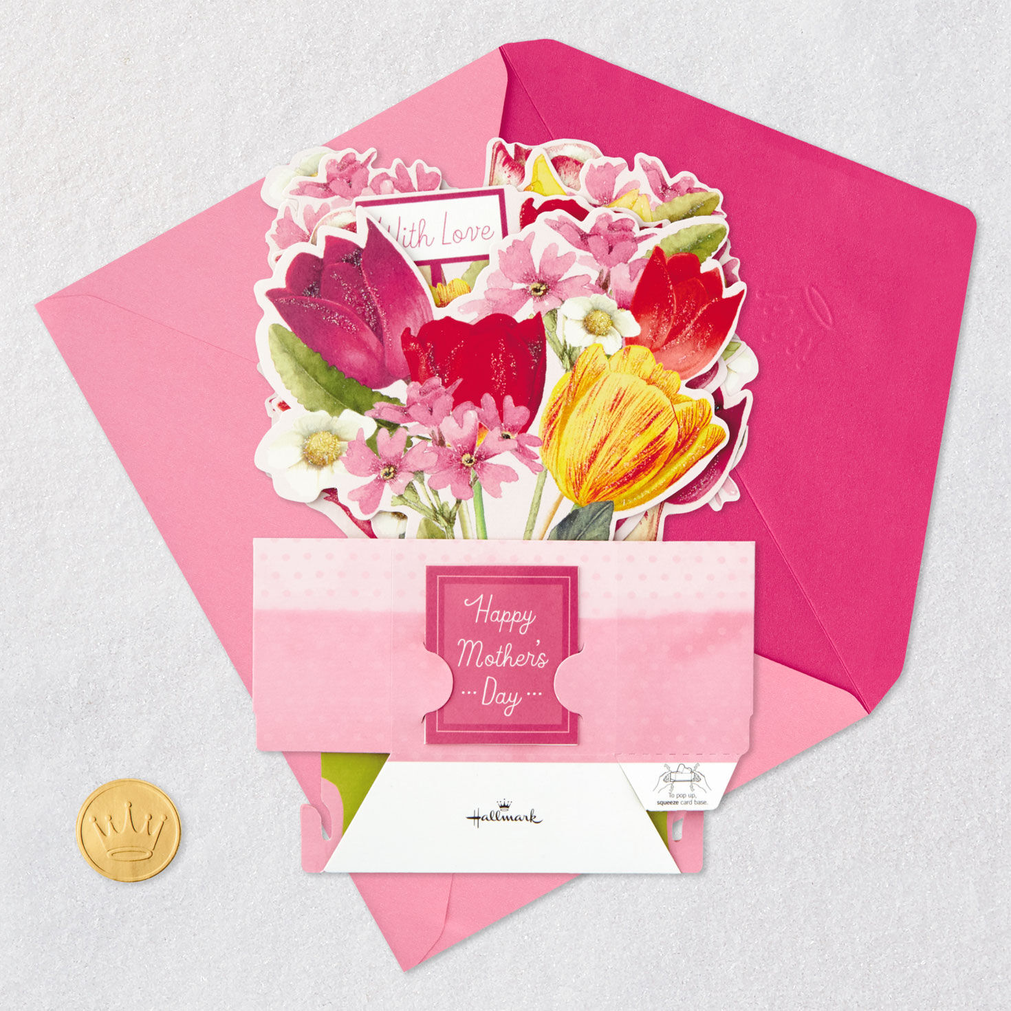 Marjolein Bastin Flower Bouquet 3D Pop-Up Mother's Day Card Card Front with Envelope and Gold Seal image number 5