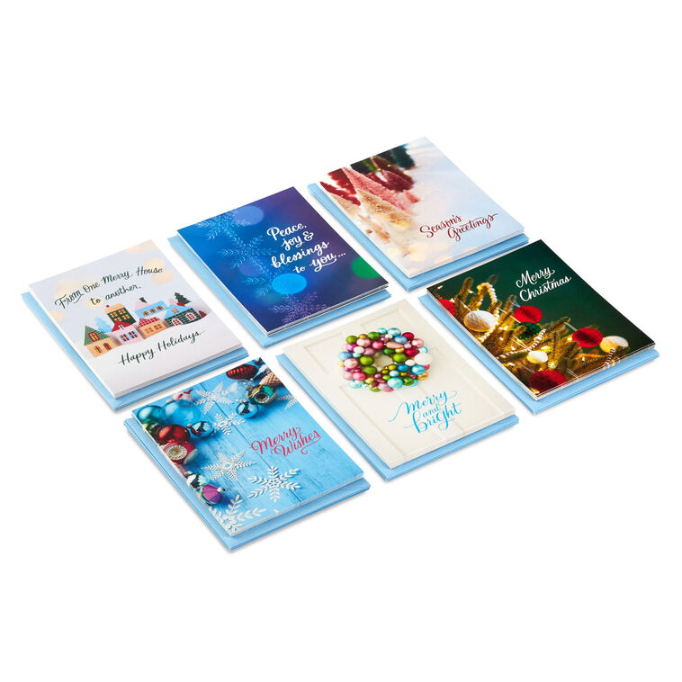 Vibrant Wishes Blank Boxed Christmas Notes Assortment, Pack of 36