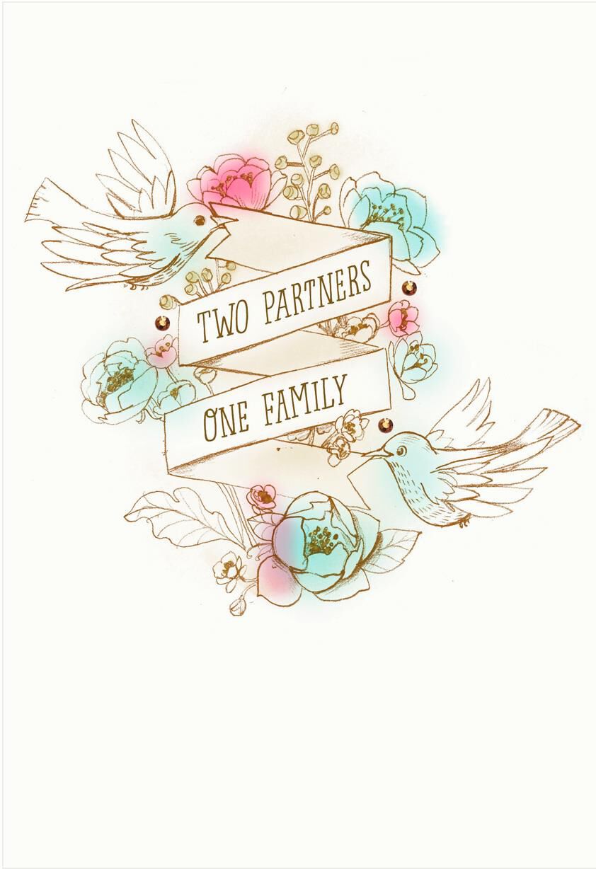 Two Partners, One Family Wedding Card