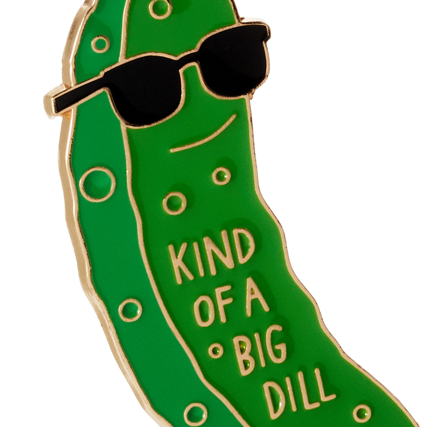 Enameled Metal Dill Pickle Keychain With Pun  image number 2