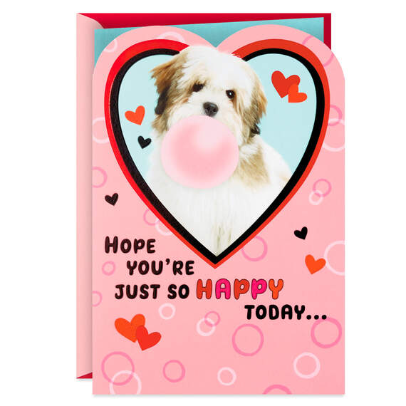 Dog Blowing Bubble Valentine's Day Card, , large image number 1