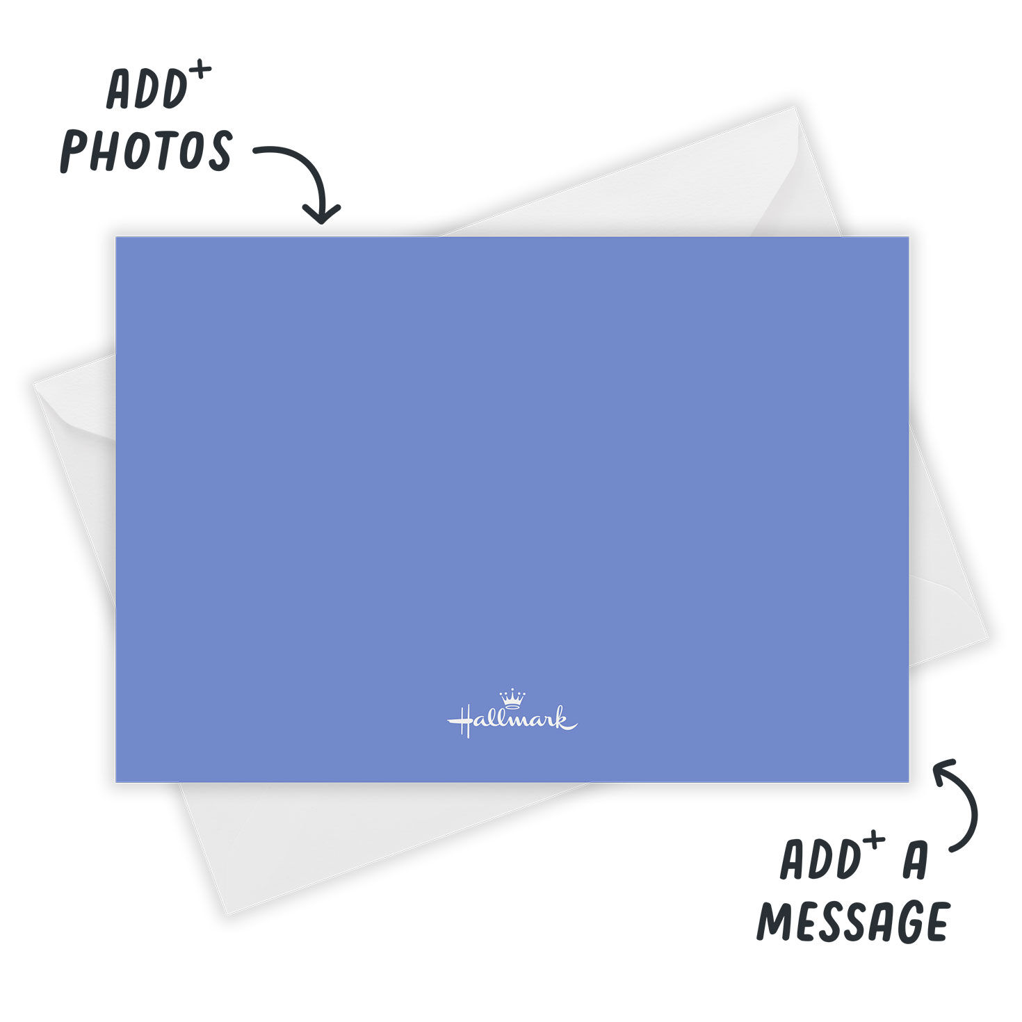 White on Blue Personalized Wedding Announcement Card back with Envelope indicating personalization image number 3