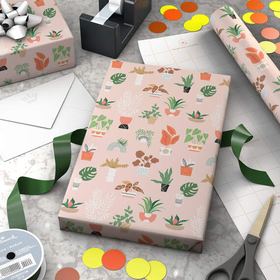 Potted Plants on Pink Wrapping Paper, 20 sq. ft., , large image number 2