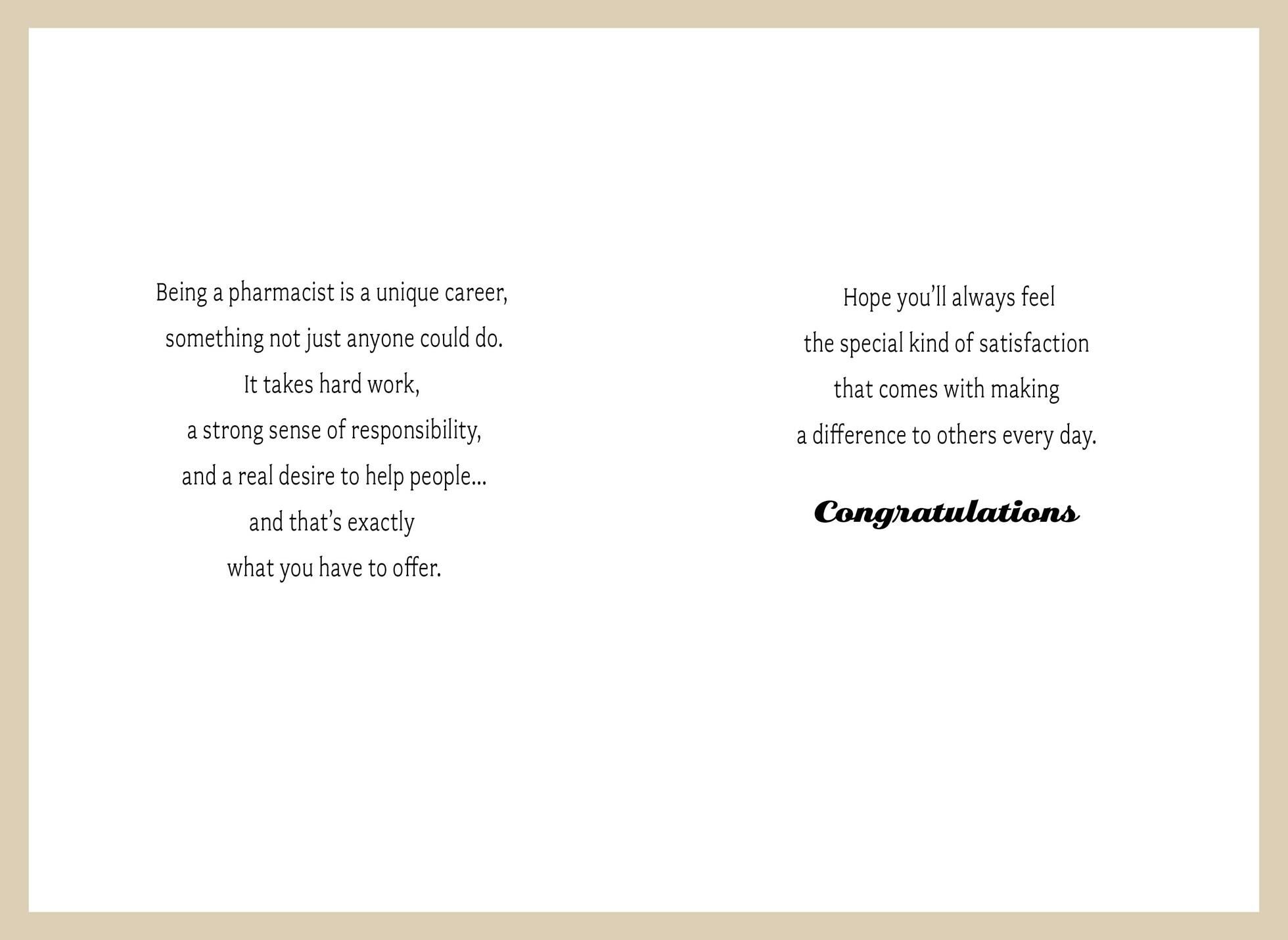 Pharmacy School Graduation Card