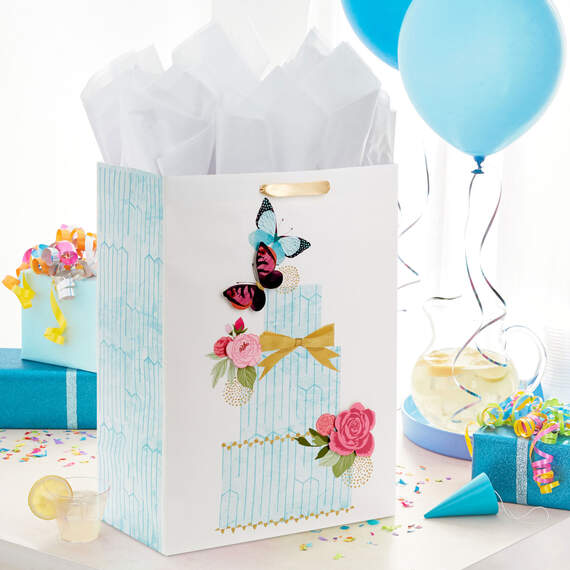 20" Butterfly Cake Jumbo Gift Bag, , large image number 2