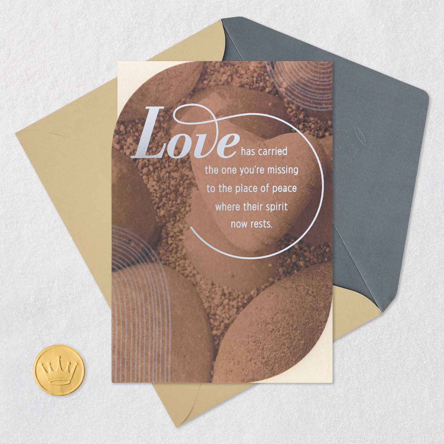 Heart-Shaped Rock Sympathy Card Card Front with Envelope and Gold Seal image number 5