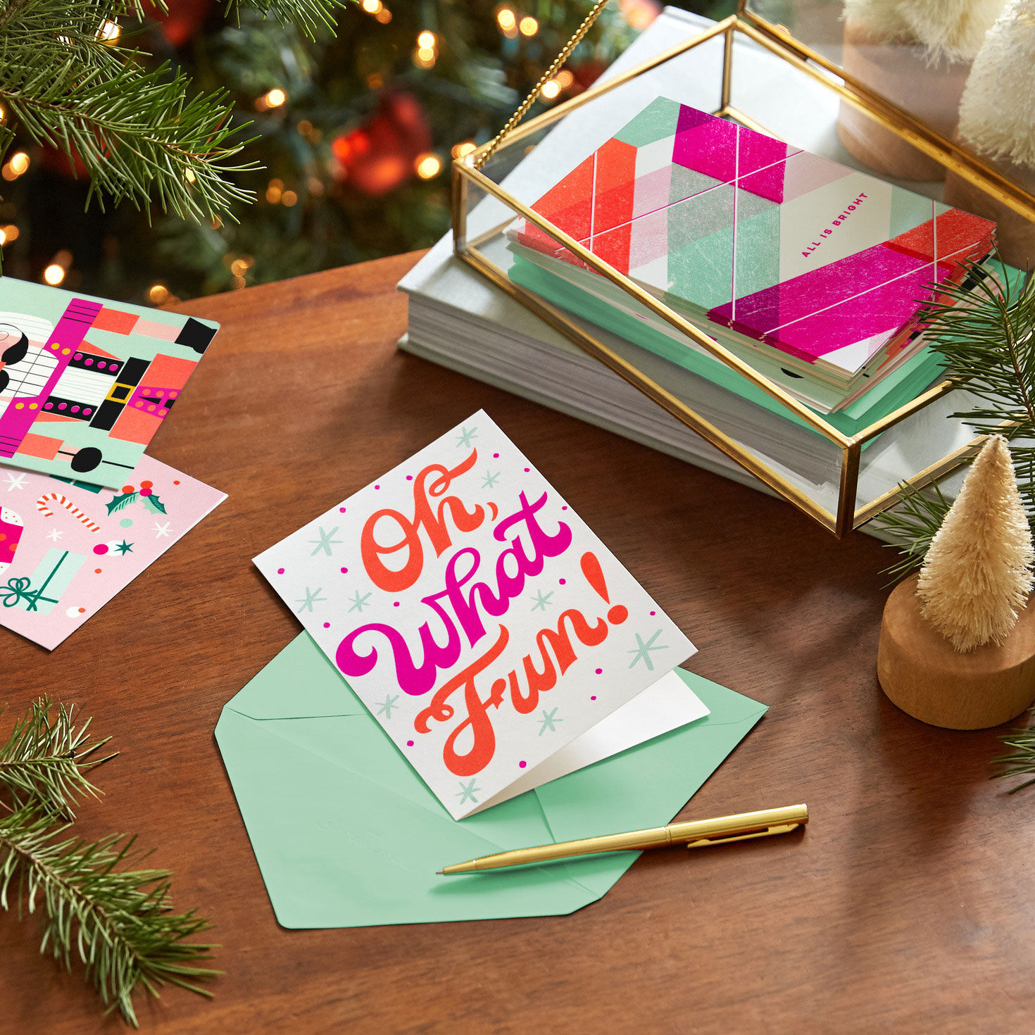 Neon Fun Boxed Christmas Card Assortment in use image number 7