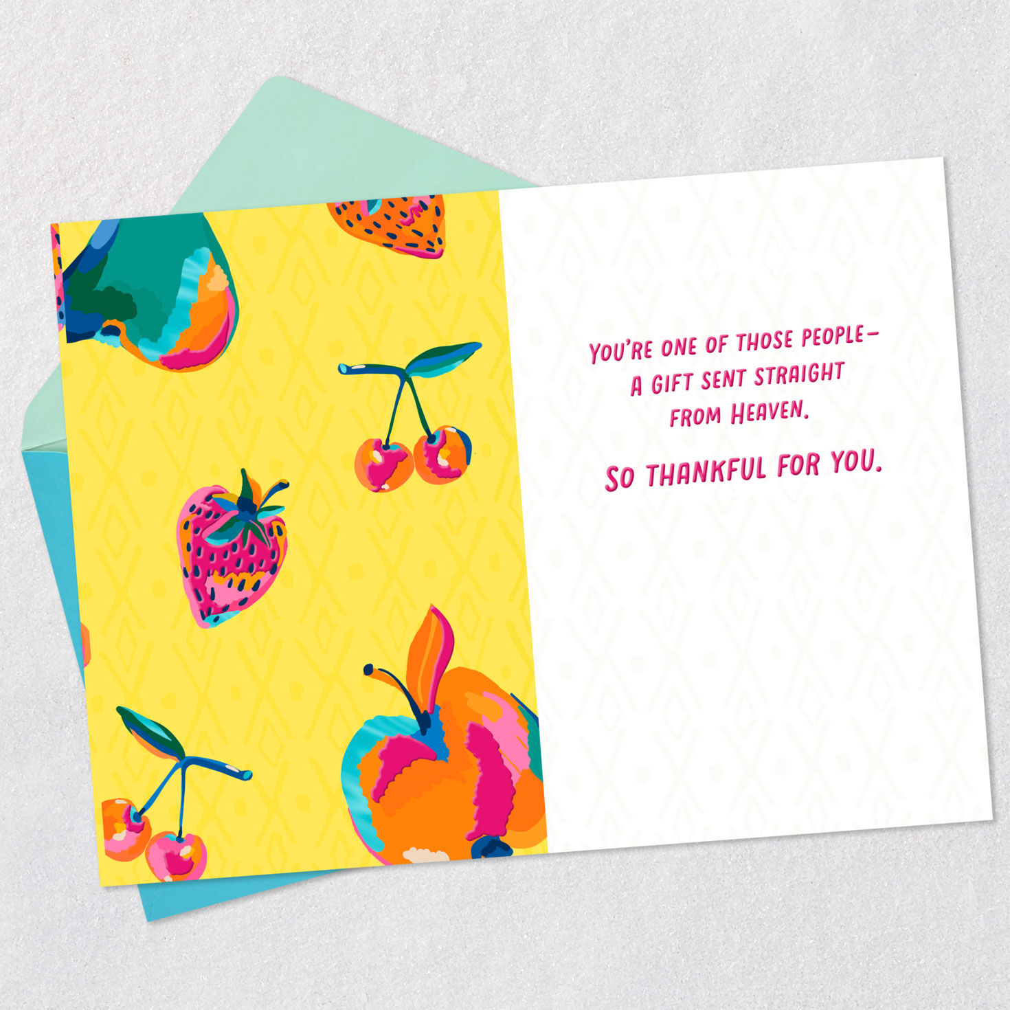 Colorful Fruit Religious Thank You Card Open card with envelope image number 3