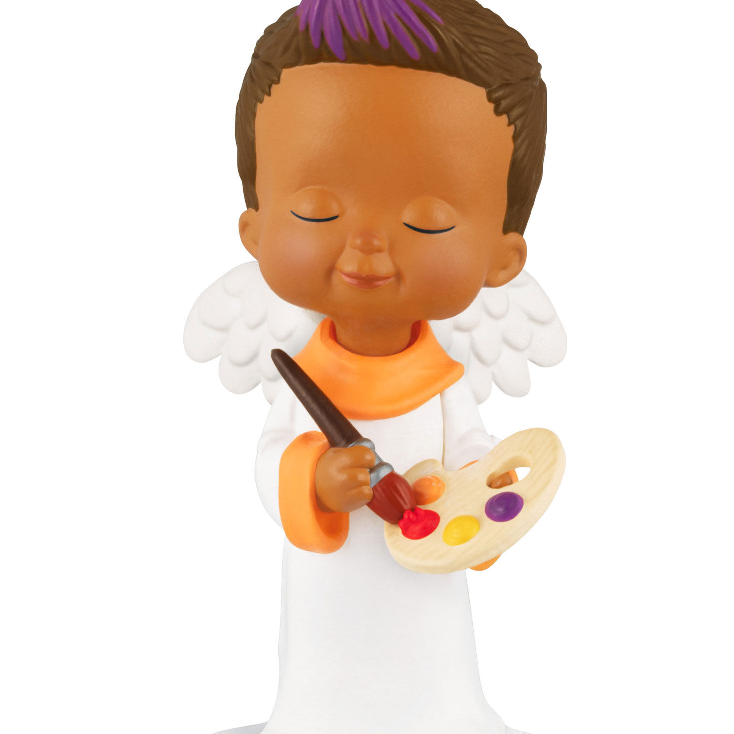 Dark Skin Angel Painter Keepsake Ornament upclose view image number 5