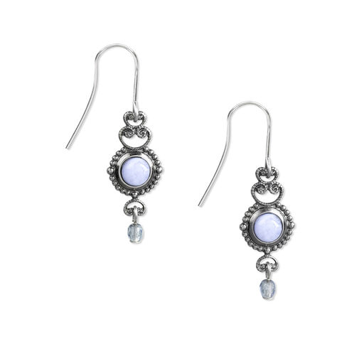 Silver Forest Silver-Tone Filigree and Blue Stone Drop Earrings, 