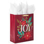 Joy and Poinsettia Extra-Large Holiday Gift Bag With Tissue Paper  image number 1