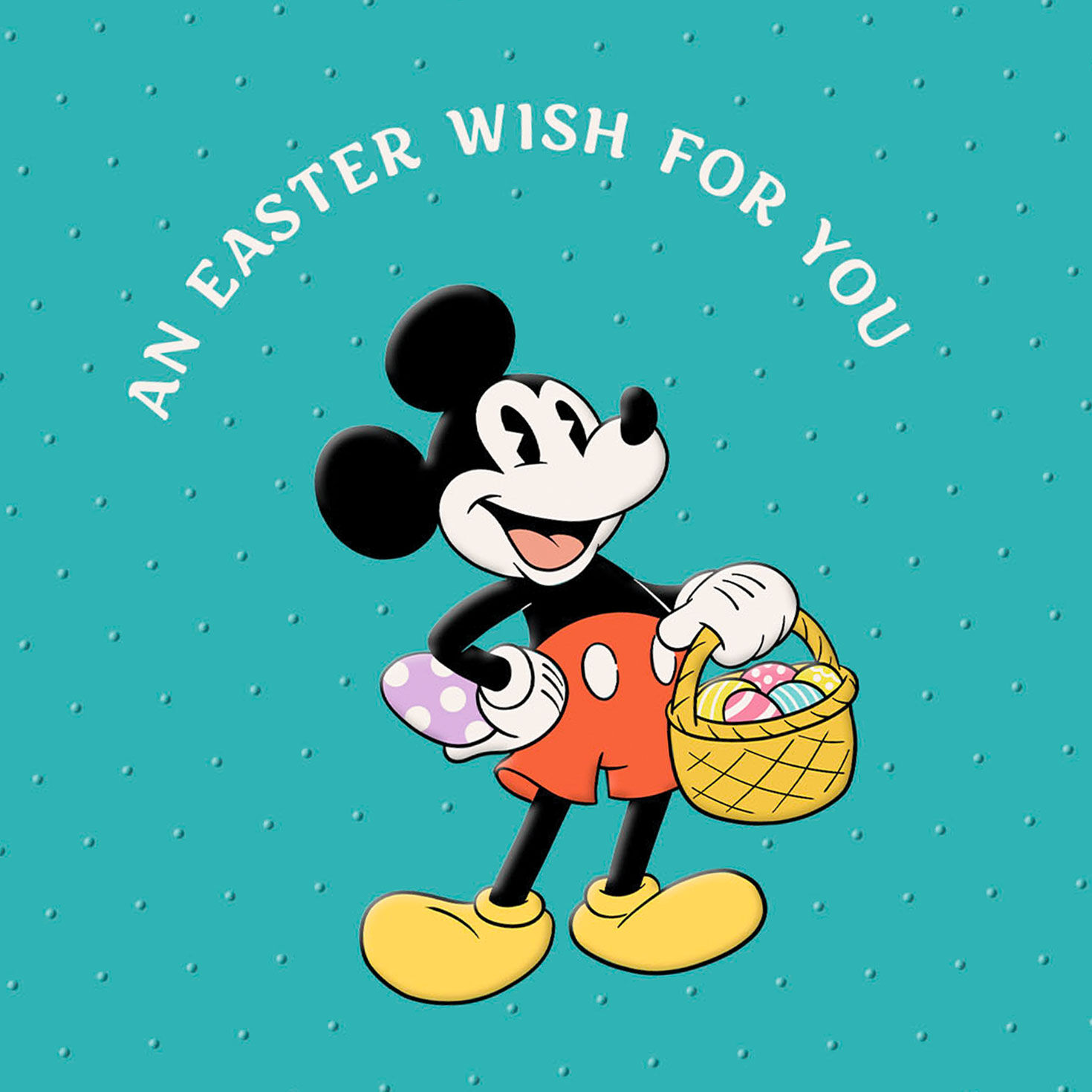 Mickey Mouse With Basket Easter Card Card Front Detail image number 4