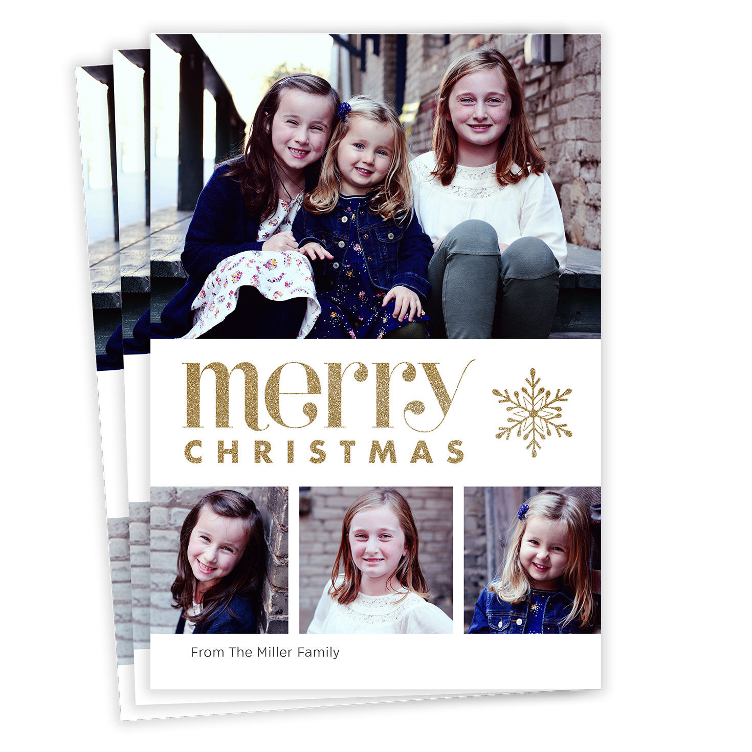 Merry Snowflake Flat Christmas Photo Card